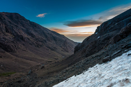 Sunrising during the early morning ascent of Toubkal in Moroccoの写真素材