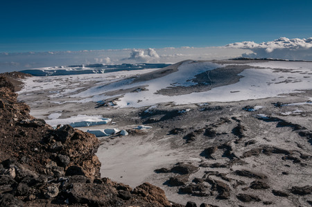 Looking down into the crater on Kilimanjaroの写真素材
