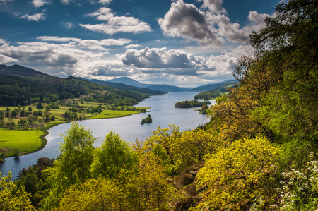 Queens View near Pitlochry, Scotland looking west along Loch Tummelの写真素材