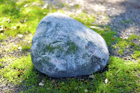 Big rock in a grass field.の写真素材