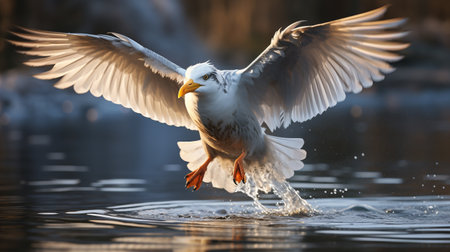 Flying herring gull (Larus argentatus) in winter plumageの素材