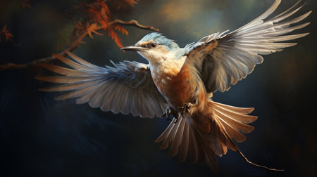 The Eurasian kingfisher (Ardea cinerea) in flightの素材