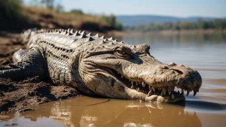 Crocodile in water, Kruger National Park, South Africaの素材