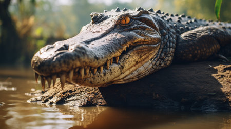 Crocodile in the nature. Crocodile in the water.の素材
