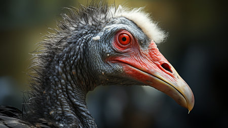 Portrait of a turkey with red eyes, close-up.の素材