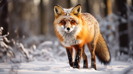 Red fox (Vulpes vulpes) in winter forest.の素材
