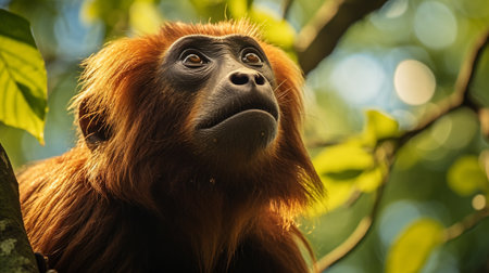 Close up portrait of orangutan in the jungle. Borneo. Malaysiaの素材