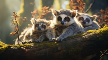 Group of ring-tailed lemurs (Lemur catta)の素材