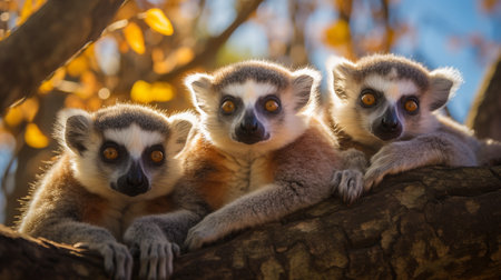 Group of ring-tailed lemurs (Lemur catta)の素材