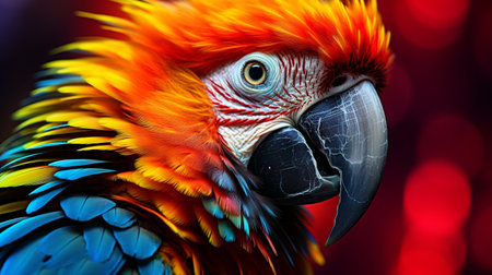 Colorful macaw parrot in the garden, close-upの素材