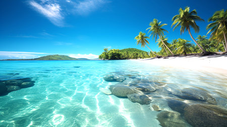 Beautiful beach at Seychelles, Praslin islandの素材
