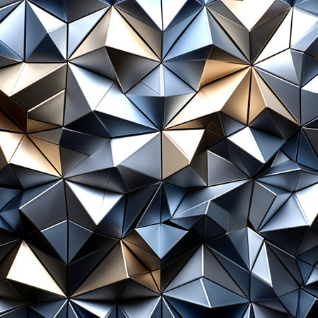 3d render, abstract geometric background, polygonal pattern, metallic surfaceの素材