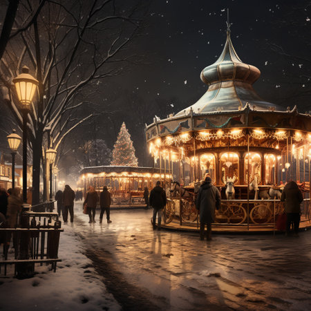 Unidentified people on the Christmas market in Moscow.の素材