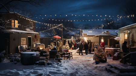 Unidentified people at Christmas market in Moscow.の素材