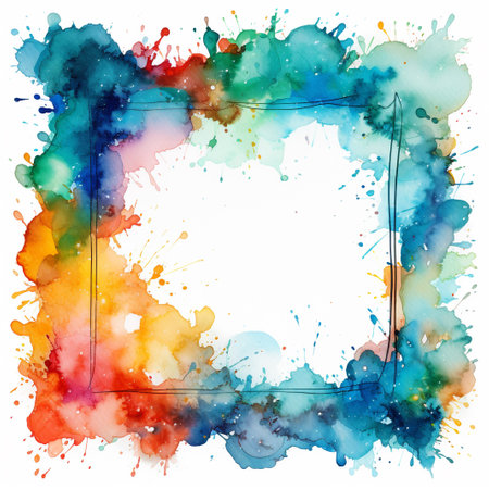 Watercolor frame with space for your text. Watercolor background.の素材