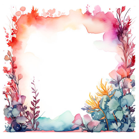 Watercolor floral frame with place for your text. Vector illustration.の素材