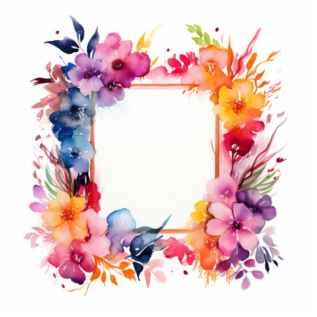 Watercolor greeting card with flowers. Handmade. Vector illustration.の素材