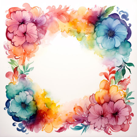 Watercolor floral frame with place for your text. Vector illustration.の素材
