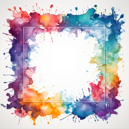 Watercolor frame. Abstract background with colorful blots. Vector illustration.の素材