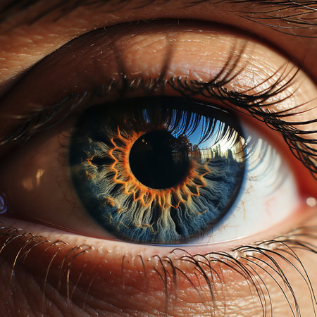 Close up of human eye with blue iris. 3D renderingの素材