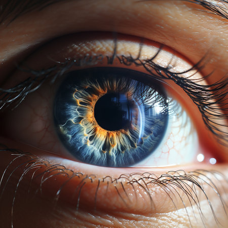 Close up of human eye with blue iris. 3D renderingの素材