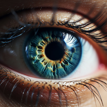 Close-up of human eye with iris. 3D renderingの素材
