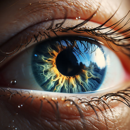 Close-up of human eye with iris. 3D renderingの素材