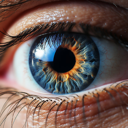 Close-up of human eye with iris. 3D renderingの素材