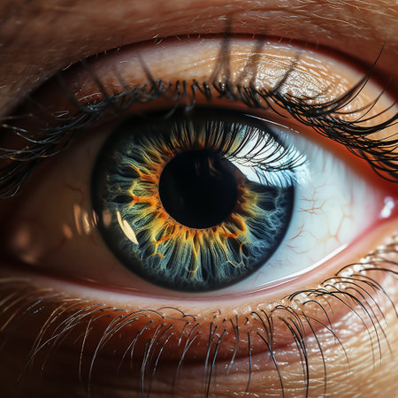 Close-up of human eye with iris. Macro shot.の素材
