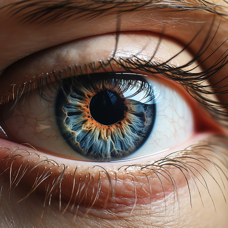 Close up of human eye with blue iris. 3D renderingの素材