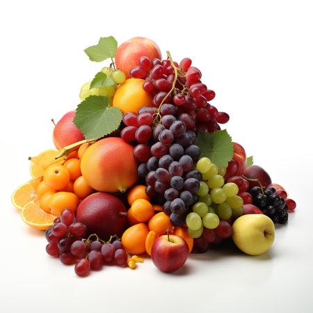 Fruits on a white background. Fresh fruits. Healthy food.の素材