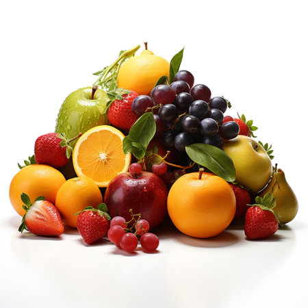 Fruits and berries isolated on a white background. Healthy food.の素材