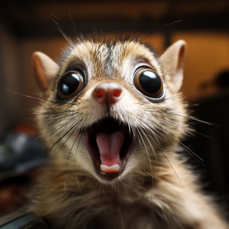 Funny ferret with big eyes close up portrait. Funny animal.の素材