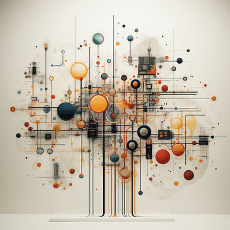 Abstract technological background with various technological elements. Vector illustration EPS10の素材