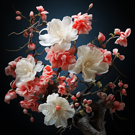 Beautiful spring flowers on a dark background. Floral composition.の素材