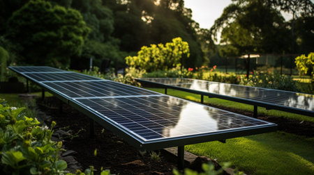 Photovoltaic modules for renewable electric production in the garden.の素材