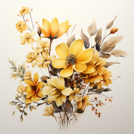 Beautiful bouquet of autumn flowers. Floral background. Vector illustration.の素材