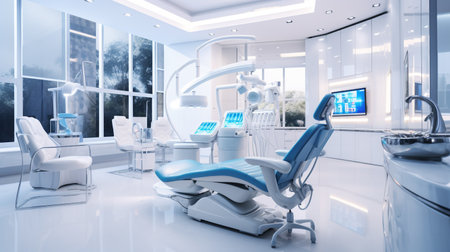 Interior of a modern dental office. 3d rendering, 3d illustration.の素材