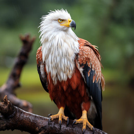 African Fish Eagle (Haliaeetus vocifer) on a branchの素材