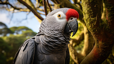 Portrait of an African Gray Macaw (Ara macao)の素材