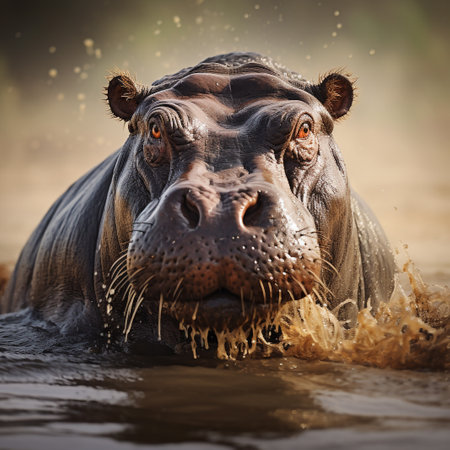 Hippo (Hippopotamus amphibius) in the waterの素材