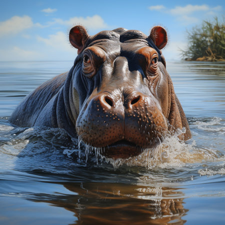 Hippopotamus in the water. Hippopotamus in the waterの素材