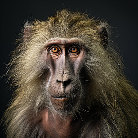 Portrait of a monkey on a dark background. Studio shot.の素材