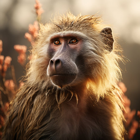 Portrait of a baboon (Papio hamadryas)の素材