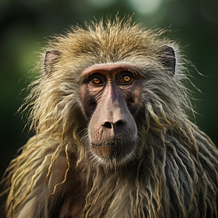 Portrait of a hamadryas baboon in the forestの素材