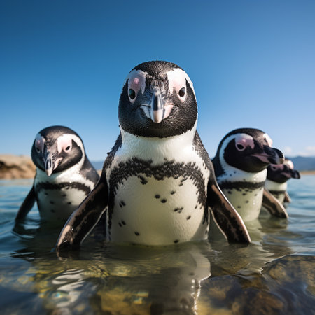 African penguins (spheniscus demersus) at Boulders Beach, Cape Town, South Africaの素材