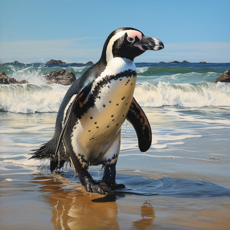 African penguin (Spheniscus demersus) also known as the jackass penguin and black-footed penguin. South Africa.の素材