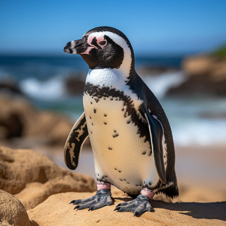African penguin (Spheniscus demersus) at Boulders Beach, Cape Town, South Africaの素材