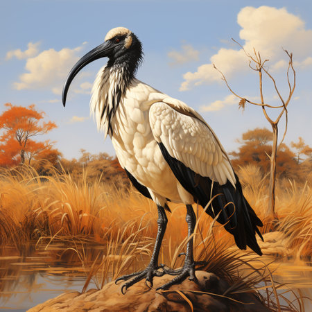 3D rendered Illustration of a Sacred Ibis, Threskiornis aethiopicusの素材
