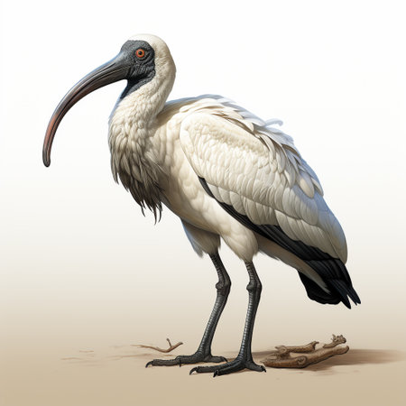 3D rendering of a white ibis isolated on a white backgroundの素材